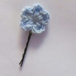 Lillie also crocheted a blue flower hair pin.