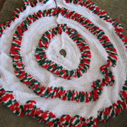 Jenny crocheted a ruffle Christmas tree skirt.