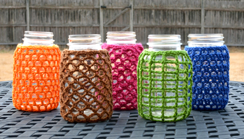 crochet mason jar cozies