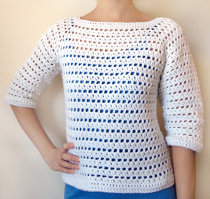 crochet striped eyelet sweater