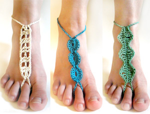 crochet barefoot sandal set