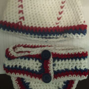 Susanne crocheted this baseball hat and diaper cover.