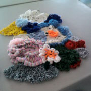 Narelle crocheted this freeform garden scene.