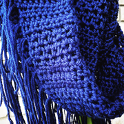 Debbie crocheted this lovely blue scarf with fringe.