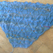 Molly is working on this elegant blue shawl.