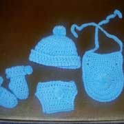 Patricia finished this blue baby boy layette set.
