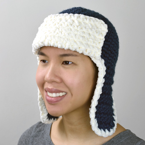 crochet aviator trapper hat