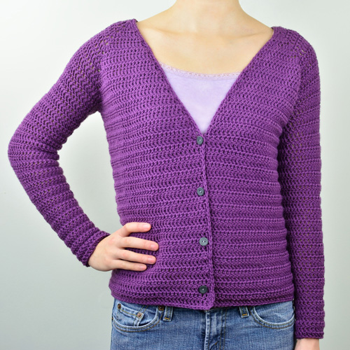 crochet v neck cardigan sweater