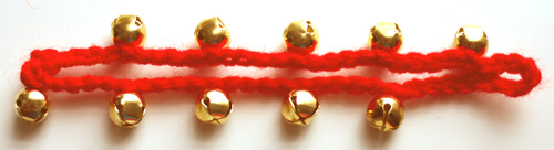 crochet jingle bell bracelet flat