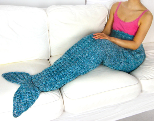 Adults Handmade Mermaid Knitted Sofa Fish Tail Blanket Crochet Cocoon Quilt Rug 